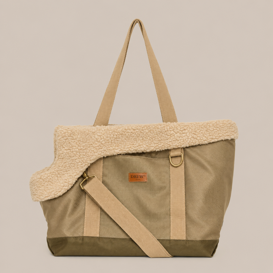 Salbei / Hundetasche mit Teddyfutter