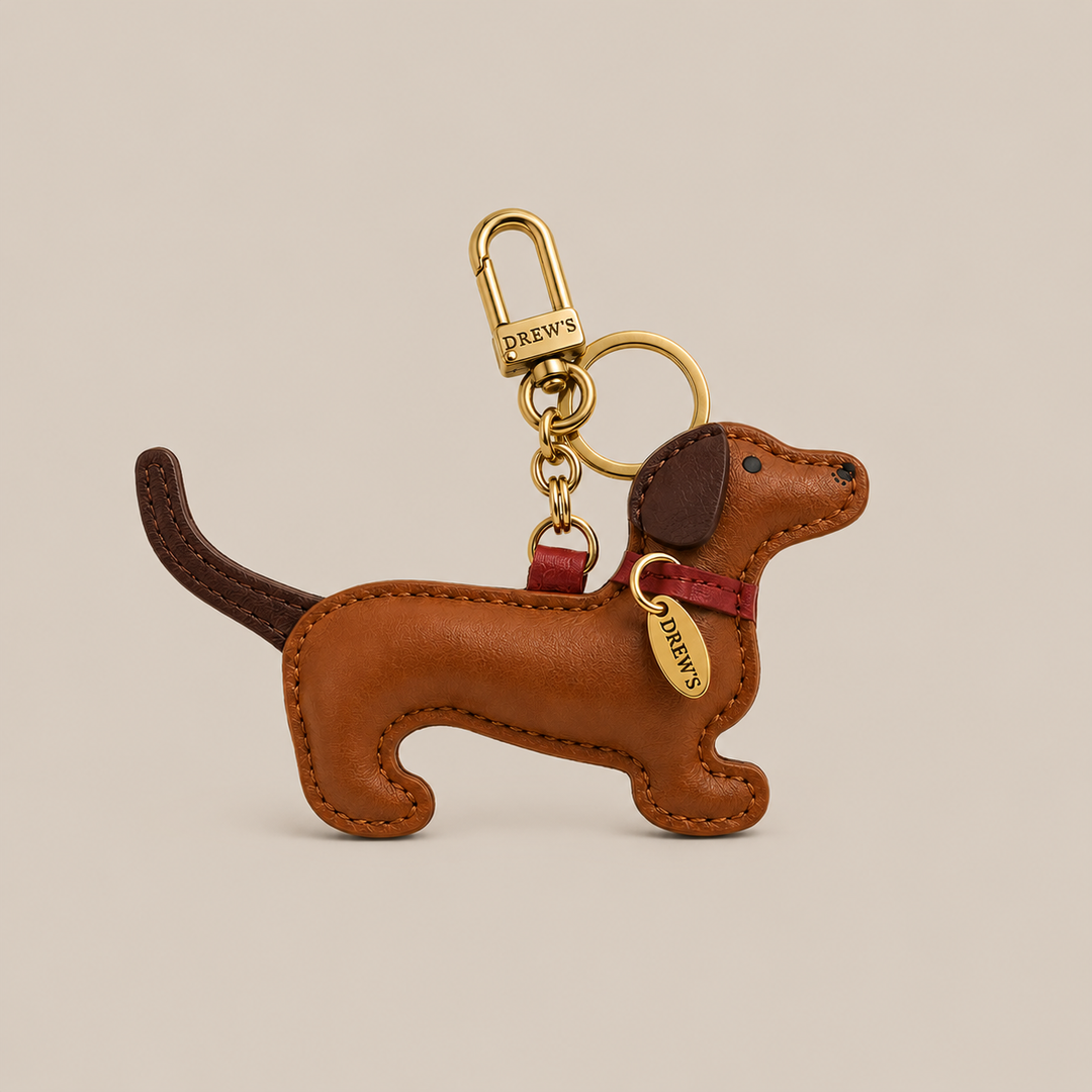 Bordeaux dachshund nøglering til tasken