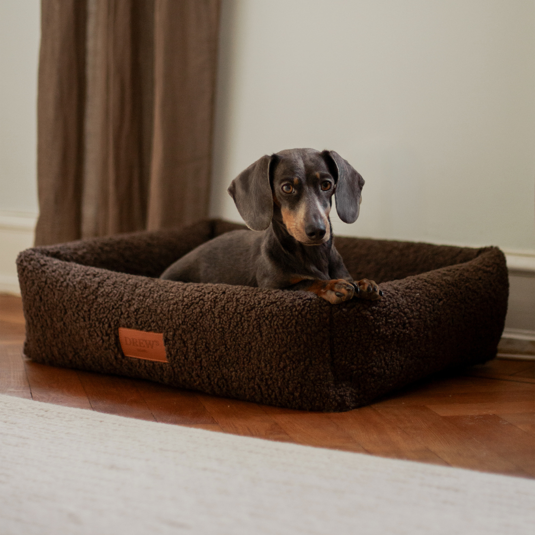 Ergonomisk hundeseng med teddy for