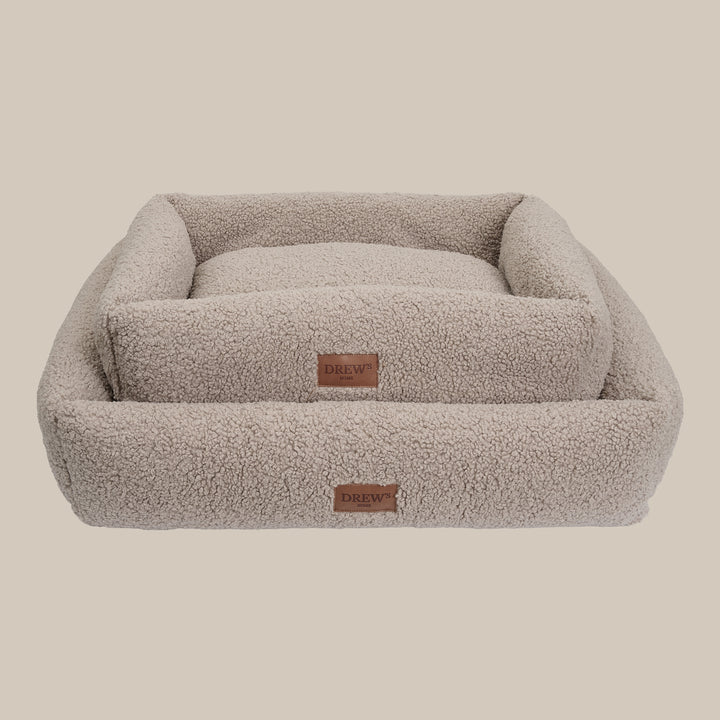 Nuna hundekurv - Teddyblød & vaskbar hundeseng af memoryfoam (taupe)