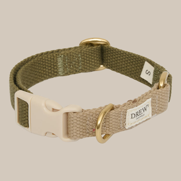 Olivgrün / Weiches &amp; verstellbares Halsband (grün/beige)