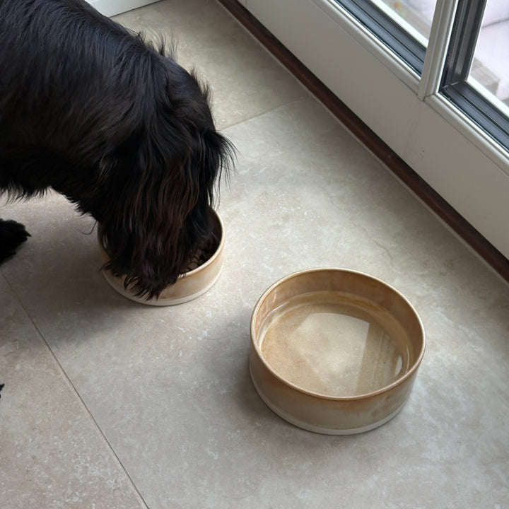 Scandinavian keramik skål med sort hund