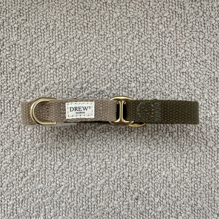 Olive / Blødt & justerbart halsbånd (grøn/beige)