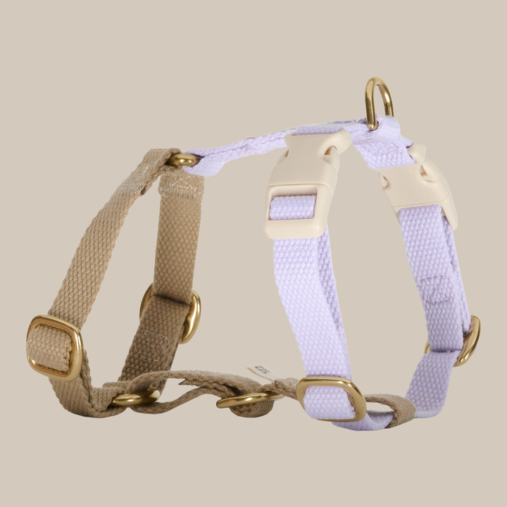 Lilla og beige hundesele