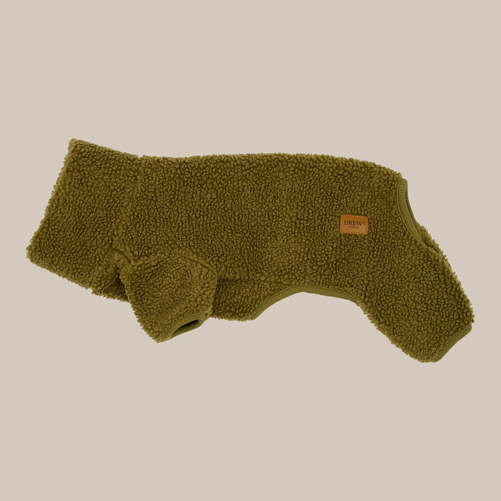 MILO // Dog sweater in soft teddy material (olive)