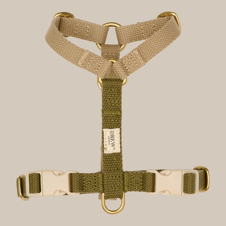 Olive PRO / Adjustable dog harness (green/beige)