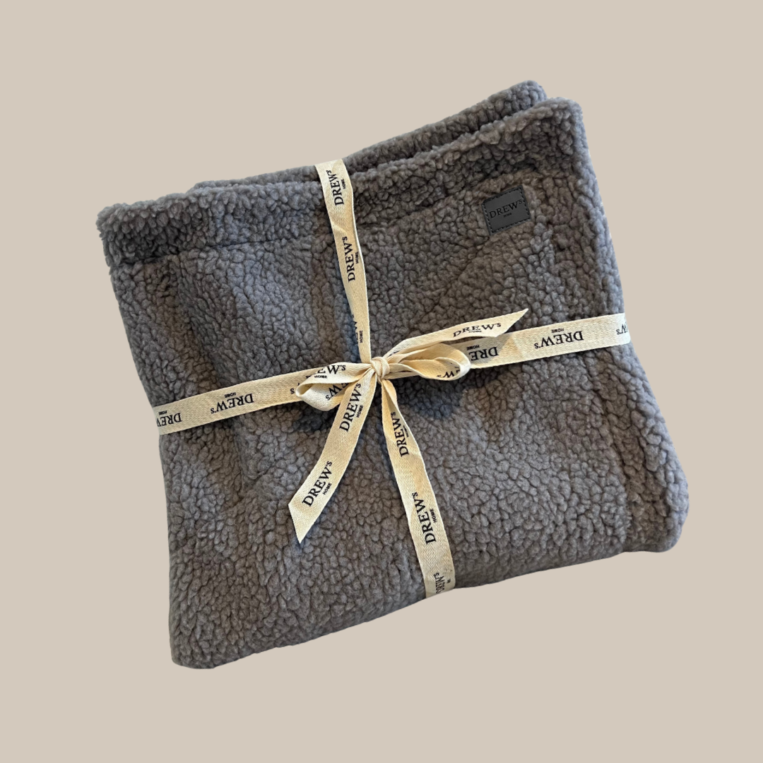 Teddy fleece tæppe i grå