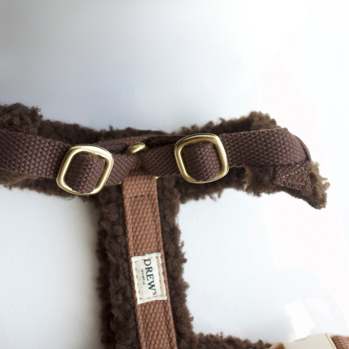 brun teddy hundesele guld hardware